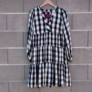 Anthropologie Maeve Amber Plaid Gingham Tiered Tunic Dress